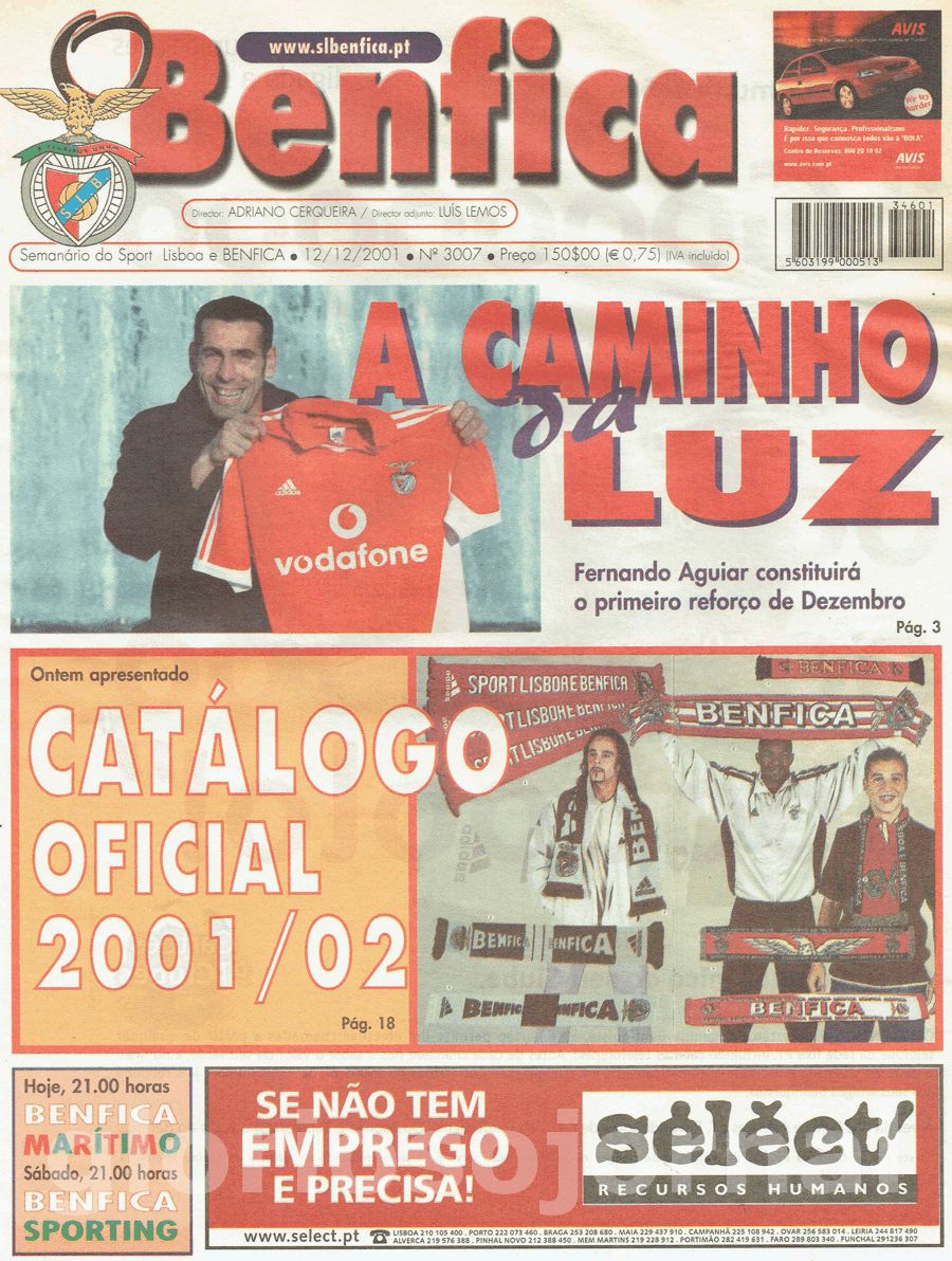 jornal o benfica 3007 2001-12-12